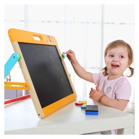 TOOKY TOY Tablica Edukacyjna 2w1 Magnetyczna Kredowa dla Dzieci Magnesy Gąbka 6 el.