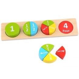 TOOKY TOY Drewniane Puzzle Montessori Edukacyjne Okrągłe Nauka Ułamków Matematyki