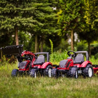 TRAKTOR NA PEDAŁY DLA DZIECI 3-6 LAT DO 50KG FALK VALTRA PRZYCZEPA ŁYŻKA KLAKSON