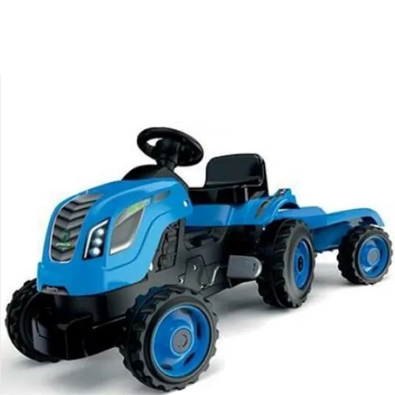 SMOBY Traktor XL Niebieski na Pedały z Przyczepką