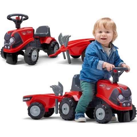 FALK Jeździk Traktorek Baby Case IH Ride-On Czerwony z Przyczepką + akc. od 12 miesięcy