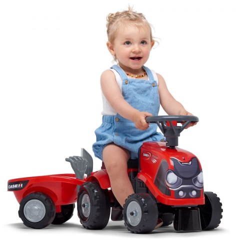 FALK Jeździk Traktorek Baby Case IH Ride-On Czerwony z Przyczepką + akc. od 12 miesięcy