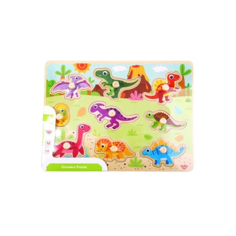 TOOKY TOY Drewniane Puzzle Montessori Układanka Dinozaury Kształty