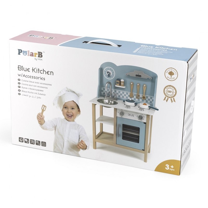 VIGA PolarB Drewniana Kuchnia z Akcesoriami Silver - Blue VIGA PolarB Drewniana Kuchnia z Akcesoriami Silver - Blue
