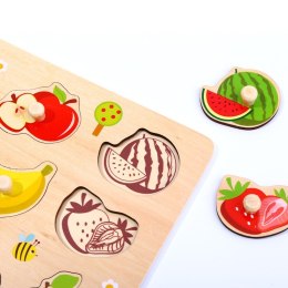 TOOKY TOY Puzzle Drewniana Układanka Montessori Z Pinezkami Warzywa