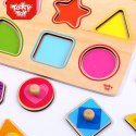 TOOKY TOY Puzzle Układanka Montessori Nauka Kształtów z Pinezkami Figury Kształty
