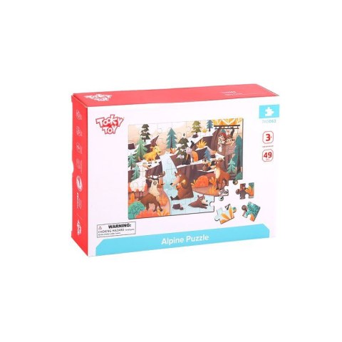 TOOKY TOY Puzzle z Woreczkiem Alpejskie Zwierzęta i Krajobraz 49 el.