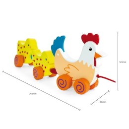 VIGA Zestaw do ciągnięcia Kurka z kurczakami 36 cm