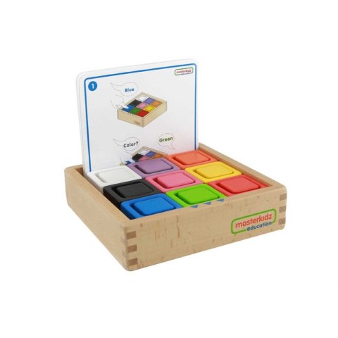 MASTERKIDZ Kubeczki I Klocki Kwadratowe Zabawka Drewniana Sorter Kolorów Montessori