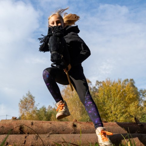 KONIK NA KIJU HOBBY HORSE SKIPPI CZARNY MASKOTKA DO SKAKANIA RĘCZNIE SZYTY