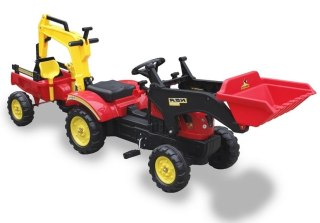 DUŻY TRAKTOR NA PEDAŁY BENSON DLA DZIECKA DO 35KG PRZYCZEPA ŁYŻKA KOPARKA