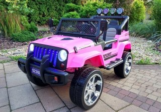 AUTO NA AKUMULATOR DŻIP JEEP S2388 SAMOCHÓD DLA DZIECKA 4X4 PILOT EVA SKÓRA LED RADIO
