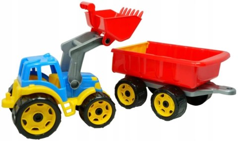 DUZY TRAKTOR CIĄGNIK Z PRZYCZEPĄ KOPARKA MEGA 64cm