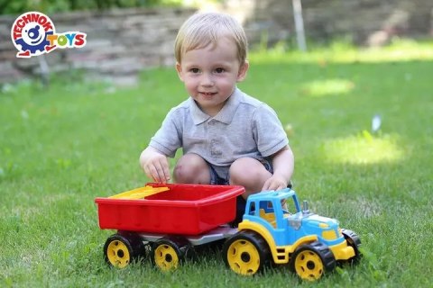 DUZY TRAKTOR CIĄGNIK Z PRZYCZEPĄ PAKA MASZYNA 54cm