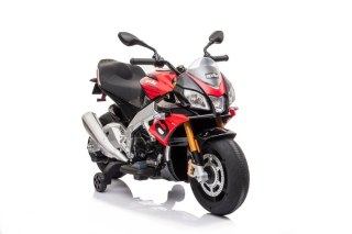 MOTOR NA AKUMULATOR DLA DZIECKA 5-8 LAT APRILIA TUONO V4 SKÓRA LED MP3 EVA