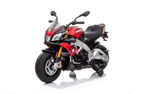 MOTOR NA AKUMULATOR DLA DZIECKA 5-8 LAT APRILIA TUONO V4 SKÓRA LED MP3 EVA