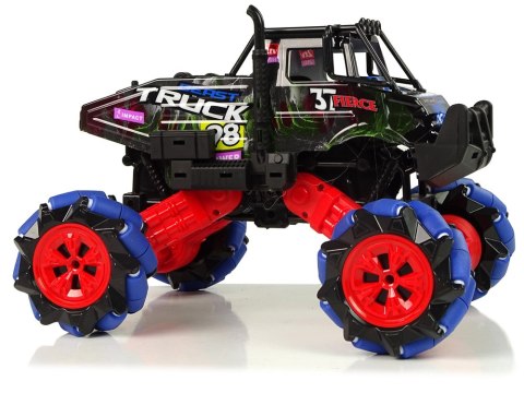 SAMOCHÓD ZDALNIE STEROWANY AUTO RC DRIFT ROLKI OBRÓT 360 STOPNI FUNKCJE 4X4 NIEBIESKI