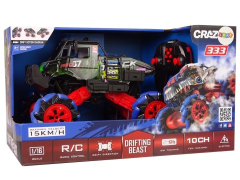 SAMOCHÓD ZDALNIE STEROWANY AUTO RC DRIFT ROLKI OBRÓT 360 STOPNI FUNKCJE 4X4 ZIELONY