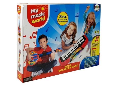 ZESTAW MUZYCZNY 3W1 GITARA KEYBOARD MIKROFON KARAOKE GŁOŚNIK MP3 MELODIE