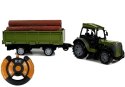 Zielony Traktor z Przyczepą Belami Drewna Zdalnie Sterowany 2.4G
