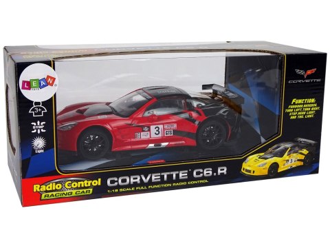 SAMOCHÓD ZDALNIE STEROWANY AUTO RC CORVETTE C6.R 1:18 ŚWIATŁA PILOT 2.4G AKUMULATOR CZERWONY