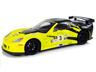 SAMOCHÓD ZDALNIE STEROWANY AUTO RC CORVETTE C6.R 1:18 ŚWIATŁA PILOT 2.4G AKUMULATOR ŻÓŁTY