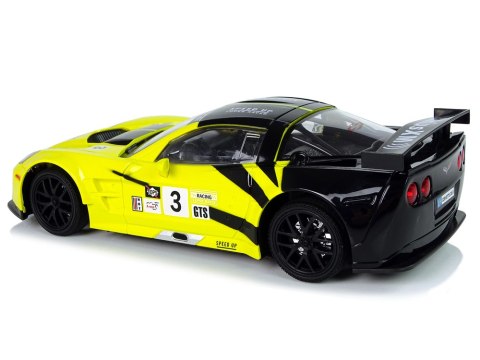 SAMOCHÓD ZDALNIE STEROWANY AUTO RC CORVETTE C6.R 1:18 ŚWIATŁA PILOT 2.4G AKUMULATOR ŻÓŁTY