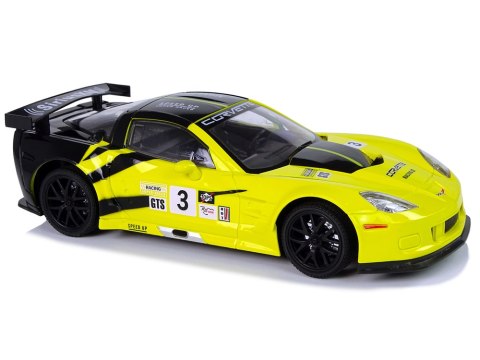 SAMOCHÓD ZDALNIE STEROWANY AUTO RC CORVETTE C6.R 1:18 ŚWIATŁA PILOT 2.4G AKUMULATOR ŻÓŁTY