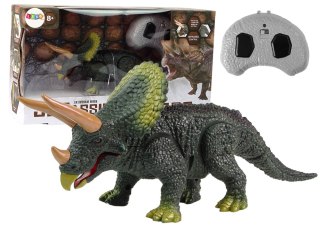 DINOZAUR ZDALNIE STEROWANY NA BATERIE CHODZĄCY TRICERATOPS RC DŹWIĘKI PILOT