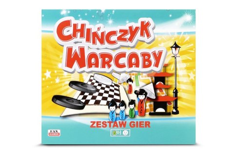 GRA PLANSZOWA 2W1 CHIŃCZYK WARCABY PIONKI KOSTKA