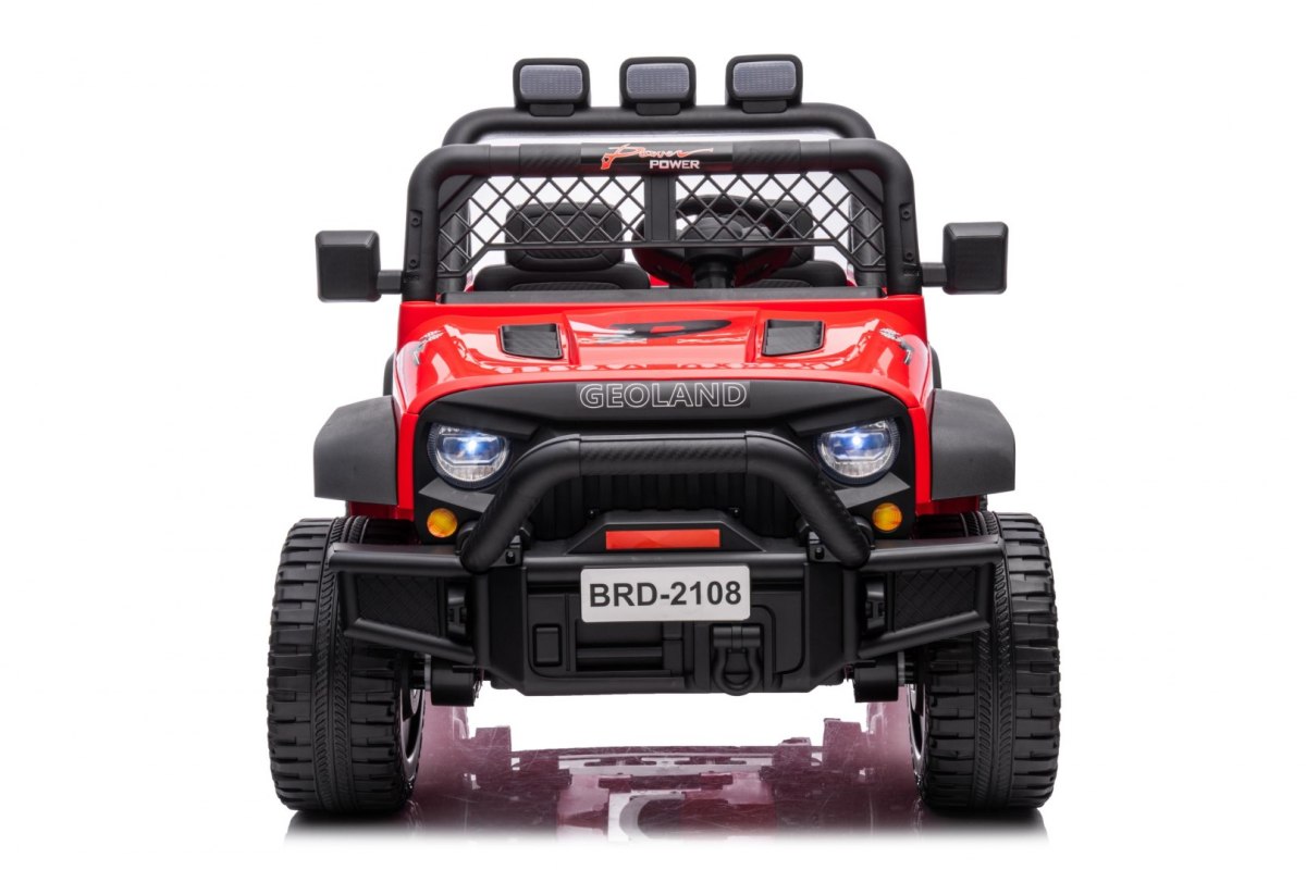 Autko terenowe Geoland Power dla 2 dzieci Czerwony + Pilot + Silniki 2x200W + Bagażnik + Radio MP3 + LED Autko terenowe Geoland Power dla 2 dzieci Czerwony + Pilot + Silniki 2x200W + Bagażnik + Radio MP3 + LED