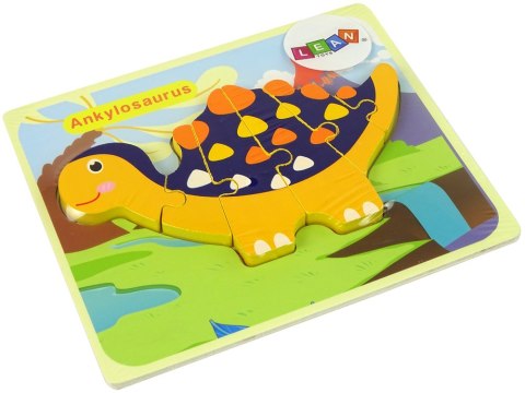 Drewniane Puzzle Dinozaury Triceratops Ankylosaurus Pomarańczowy