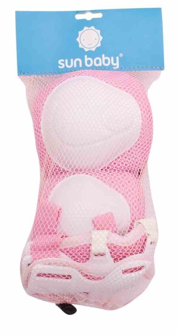 Ochraniacze na kolana HEART BIKE - SUN BABY, łokcie i nadgarstki na rolki, hulajnogę rozmiar S różowe