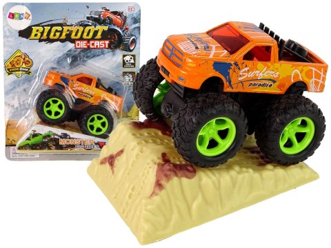 Auto Resorak Z Naciągiem Monster Truck Big Foot Gumowe Opony Rampa