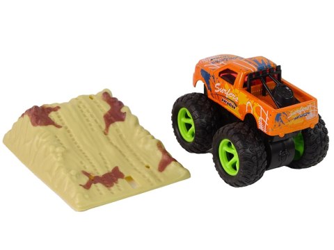 Auto Resorak Z Naciągiem Monster Truck Big Foot Gumowe Opony Rampa