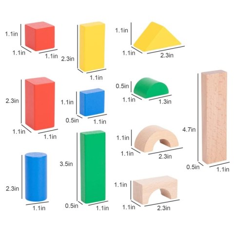 TOOKY TOY Drewniane Kolorowe Klocki Do Układania Figury Montessori