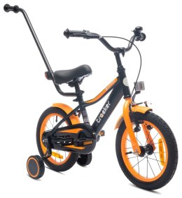 Rowerek dla chłopca 14 cali Tracker bike z pchaczem neon pomarańczowy