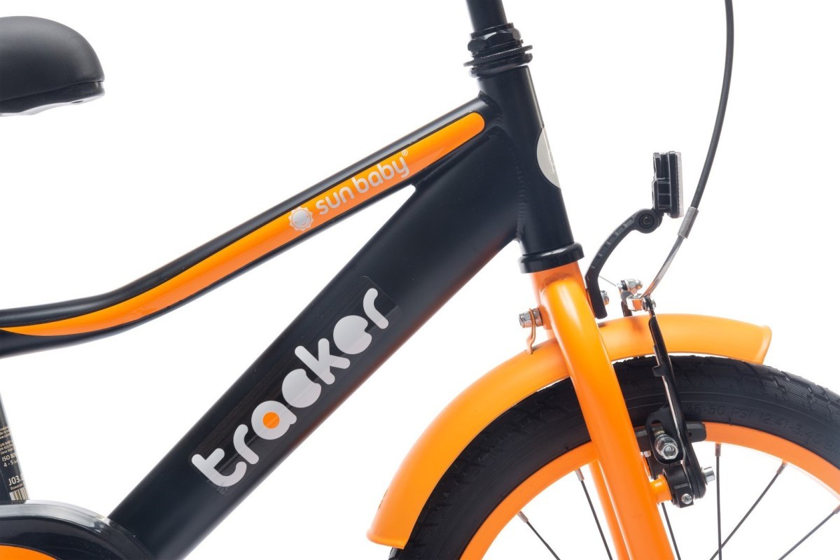 Rowerek dla chłopca 16 cali Tracker bike z pchaczem neon pomarańczowy