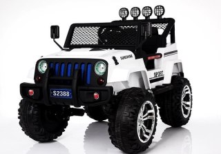 AUTO NA AKUMULATOR DŻIP JEEP S2388 SAMOCHÓD DLA DZIECKA 4X4 PILOT EVA SKÓRA LED RADIO