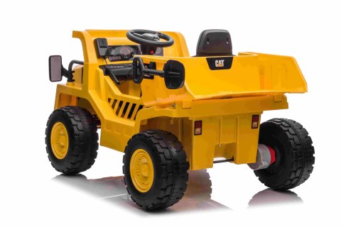 Wywrotka Caterpillar na akumulator dla dzieci Żółty + Ruchomy kiper + Łopatka + Megafon + Audio LED + Ekoskóra Wywrotka Caterpillar na akumulator dla dzieci Żółty + Ruchomy kiper + Łopatka + Megafon + Audio LED + Ekoskóra