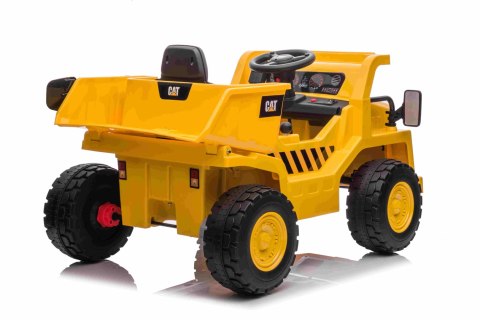 Wywrotka Caterpillar na akumulator dla dzieci Żółty + Ruchomy kiper + Łopatka + Megafon + Audio LED + Ekoskóra Wywrotka Caterpillar na akumulator dla dzieci Żółty + Ruchomy kiper + Łopatka + Megafon + Audio LED + Ekoskóra