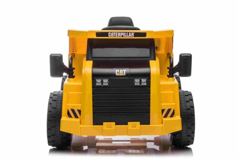 Wywrotka Caterpillar na akumulator dla dzieci Żółty + Ruchomy kiper + Łopatka + Megafon + Audio LED + Ekoskóra Wywrotka Caterpillar na akumulator dla dzieci Żółty + Ruchomy kiper + Łopatka + Megafon + Audio LED + Ekoskóra