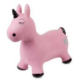 Skoczek gumowy dla dzieci JEDNOROŻEC 60 cm różowo-czarny do skakania z pompką