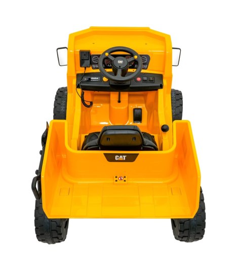 Wywrotka Caterpillar na akumulator dla dzieci Żółty + Ruchomy kiper + Łopatka + Megafon + Audio LED + Ekoskóra Wywrotka Caterpillar na akumulator dla dzieci Żółty + Ruchomy kiper + Łopatka + Megafon + Audio LED + Ekoskóra