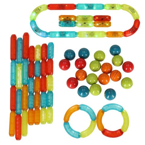 Klocki magnetyczne LED magnetic sticks duże patyczki świecące dla małych dzieci 76 elementów