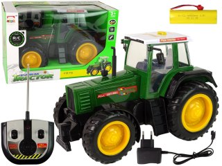 TRAKTOR ZDALNIE STEROWANY 38CM ZIELONY POJAZD RC PILOT AKUMULATOR ŁADOWARKA