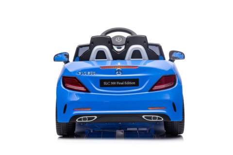 Jeździk na akumulator Mercedes BENZ SLC300 Cabrio dźwięki, światła, pilot - niebieski Jeździk na akumulator Mercedes BENZ SLC300 Cabrio dźwięki, światła, pilot - niebieski