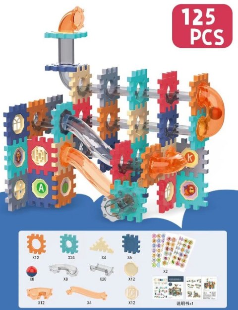 KLOCKI KONSTRUKCYJNE EDUKACYJNE TOR KULOWY DUŻY ZESTAW DO SKŁADANIA 125 ele