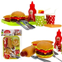 ZESTAW KUCHENNY JEDZENIE FAST-FOOD TACKA SZTUĆCE AKCESORIA