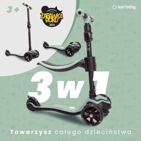 Rowerek biegowy hulajnoga deskorolka Flash 3 w 1 z kołami LED - zielony Rowerek biegowy hulajnoga deskorolka Flash 3 w 1 z kołami LED - zielony